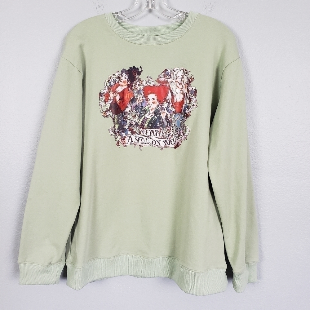 HOCUS POCUS Graphic I Put A Spell On You Mint Green Sweatshirt Sz XL